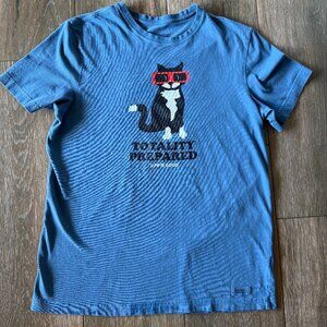 Life is Good women's Kitty T-shirt ( Totally Prepared) size medium